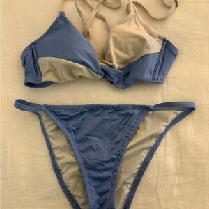Shade & Shore Two-Tone Blue and Cream Women’s Bikini Set